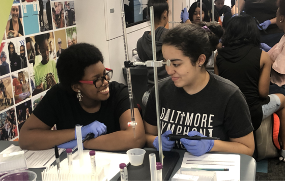 Students working together in lab