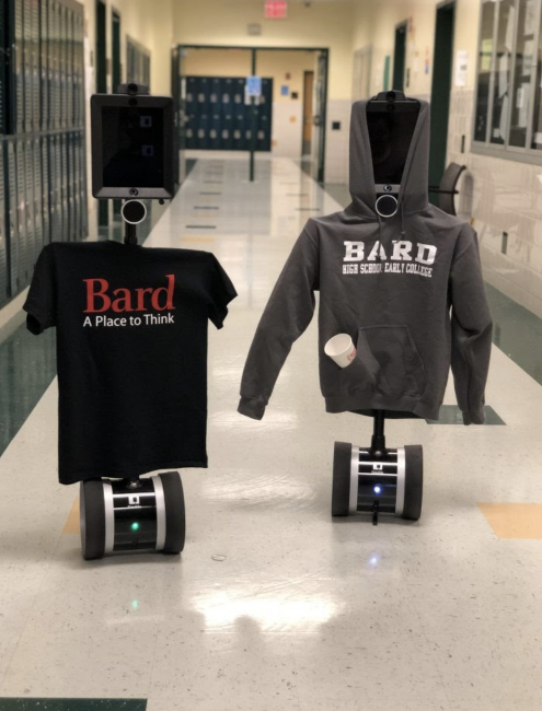 Robots wearing Bard High School Early College Sweatshirts